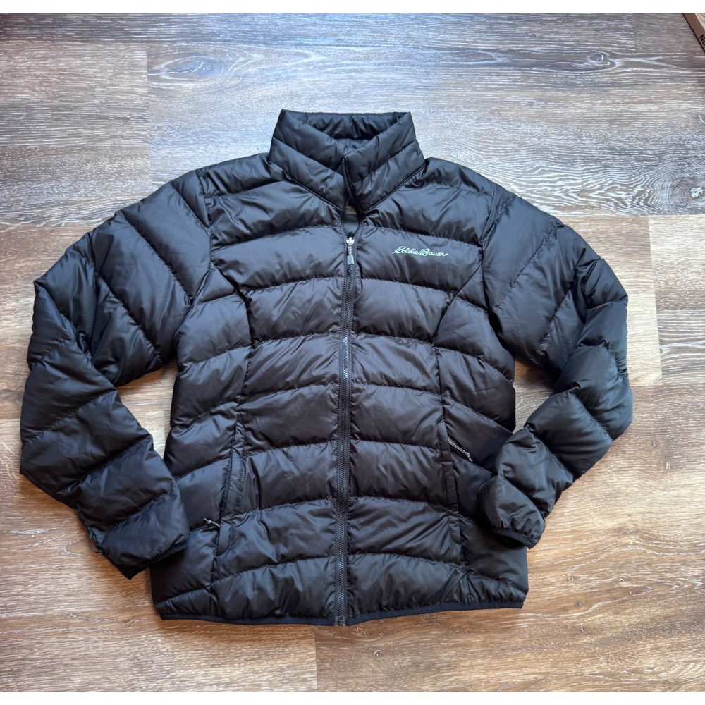 Eddie Bauer Womens Black Cirrus Lite Down Puffer Jacket Full Zip Medium